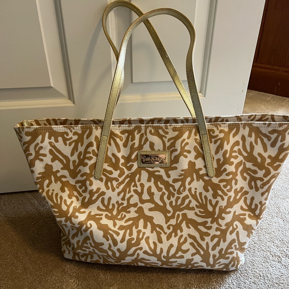 Lilly Pulitzer Gold Coral Tote